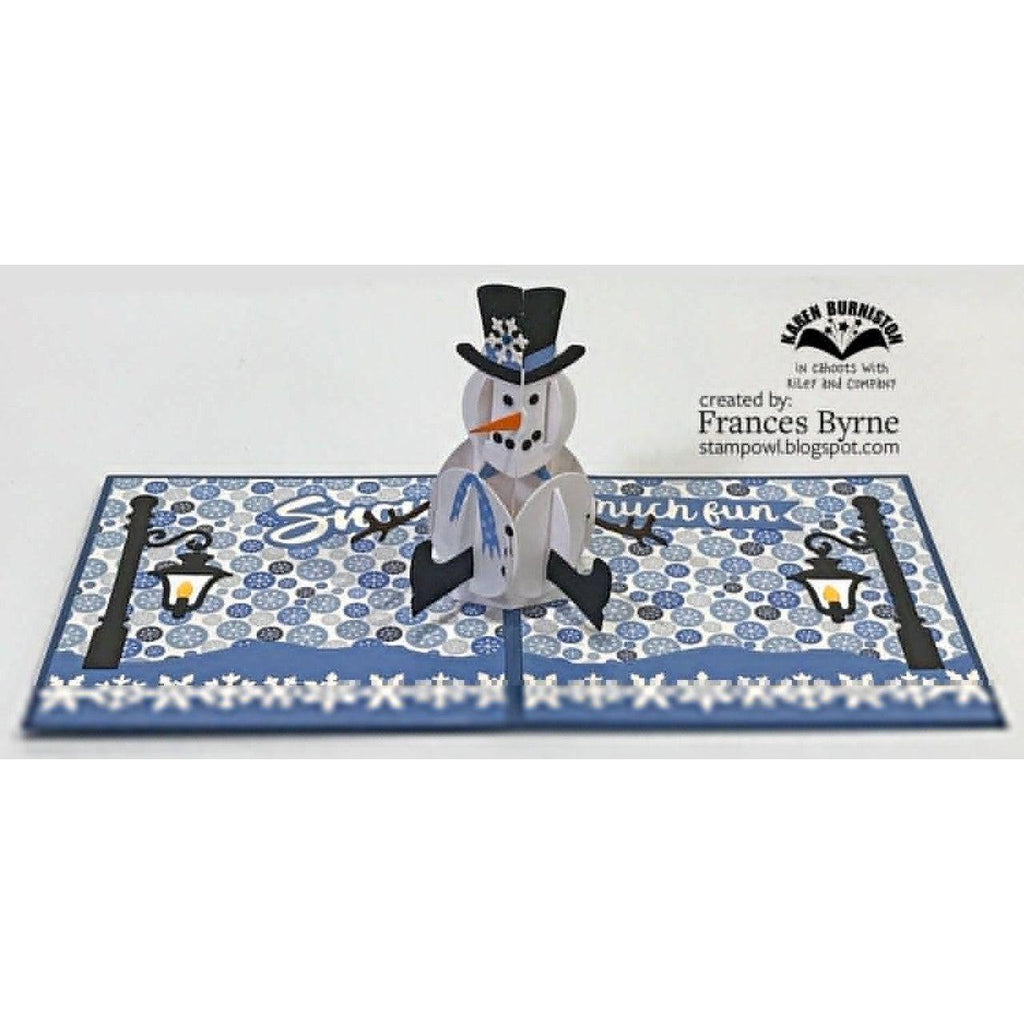 Karen Burniston Snowman Pop Up Dies 1169 lightpost