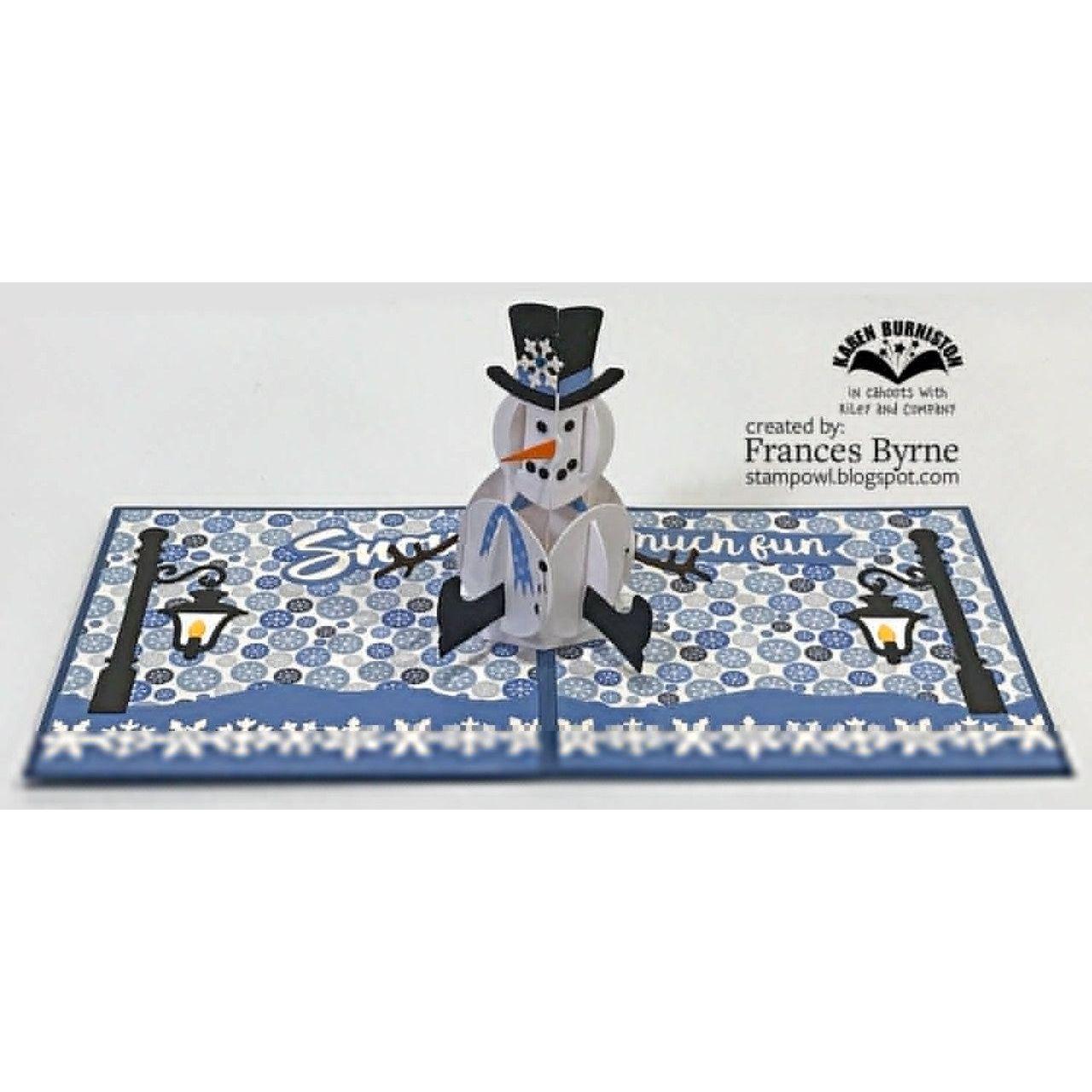 Karen Burniston Snowman Pop Up Dies 1169 lightpost