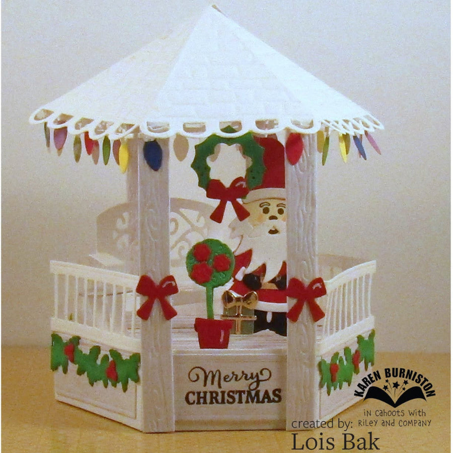 Karen Burniston Stage Pop Up and Gazebo Stage Add-ons Die Set merry christmas card