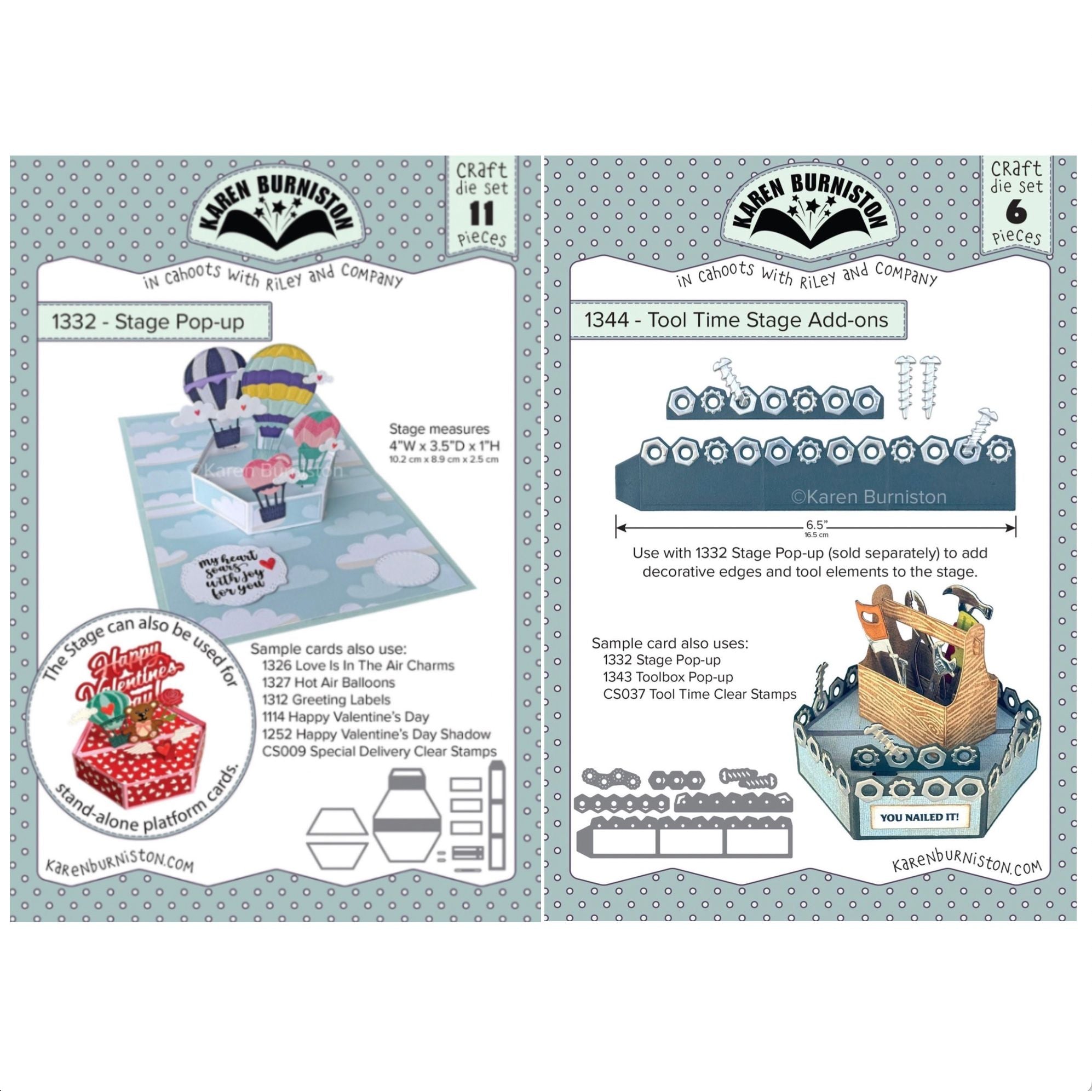 Karen Burniston Stage Pop Up and Tool Time Stage Add-ons Die Set