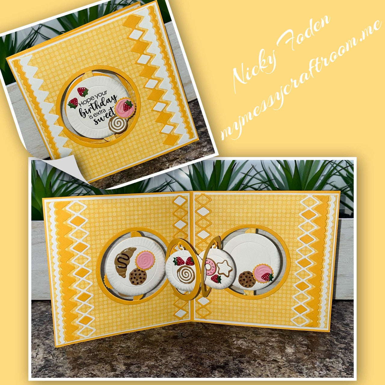 Karen Burniston Sweet Life Sayings Clear Stamps cs039 yellow birthday card