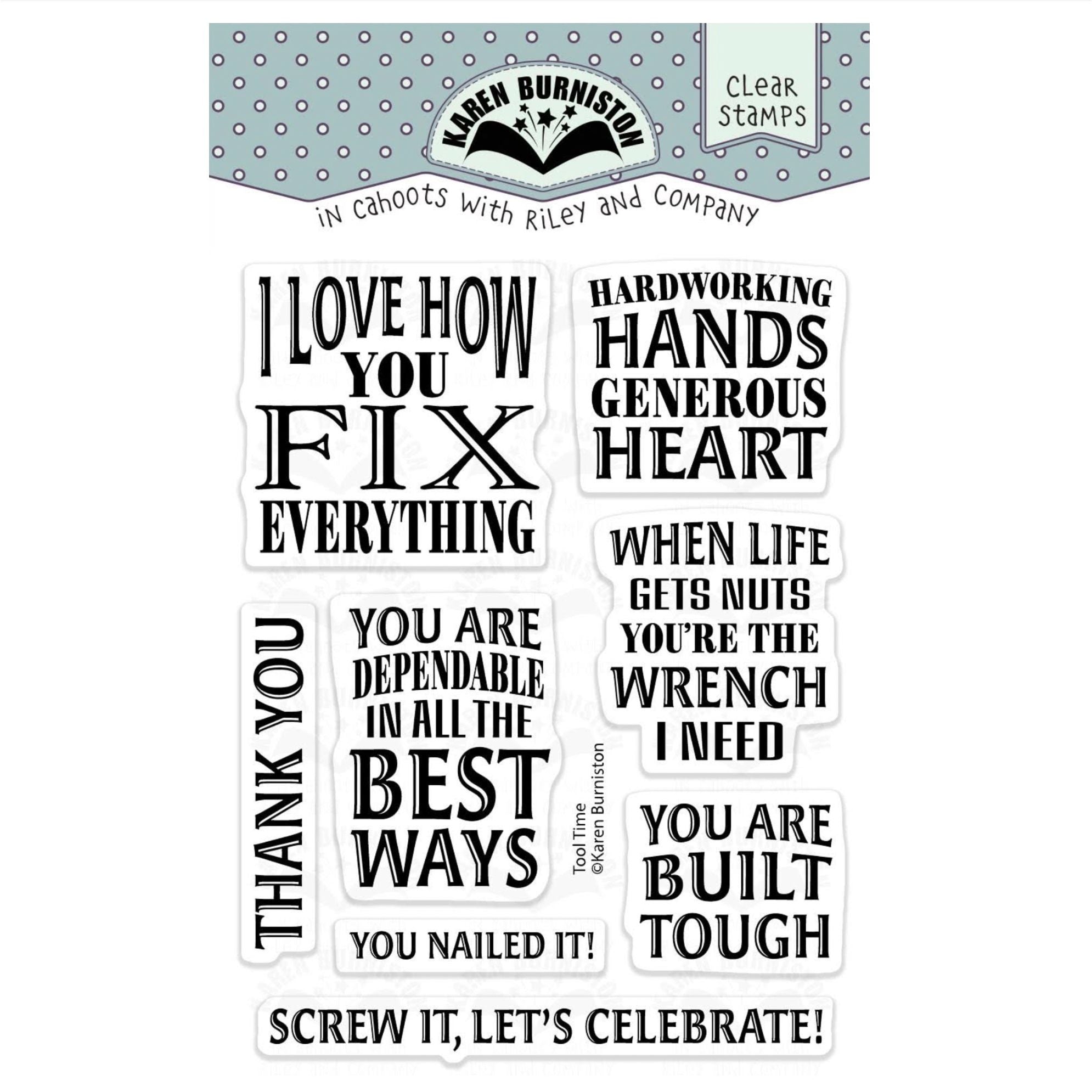 Karen Burniston Tool Time Sayings Clear Stamps cs037
