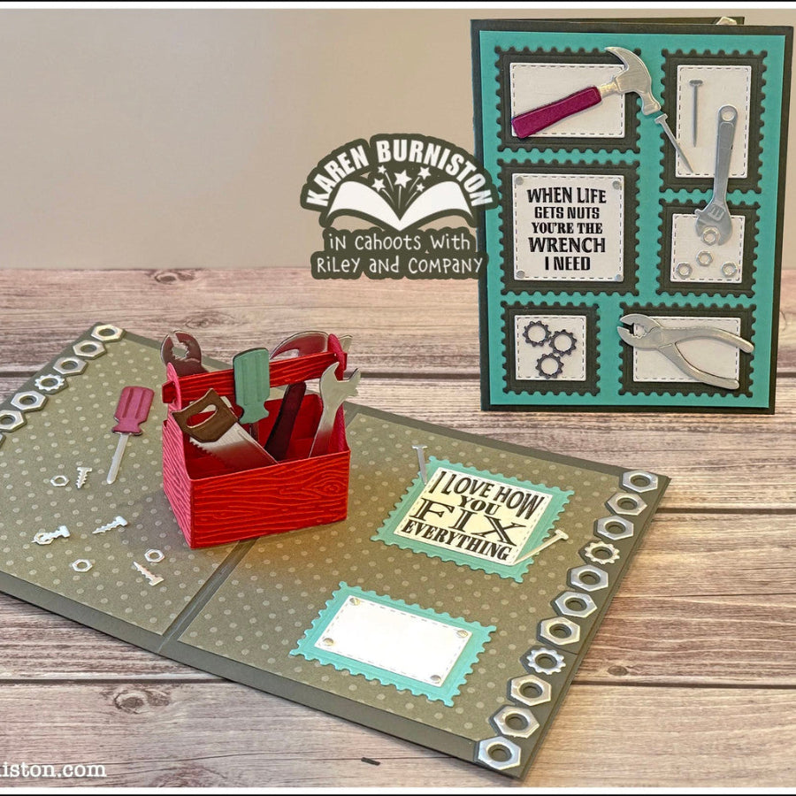 Karen Burniston Tool Time Stage Add-ons Dies 1344 i love how you fix everything card