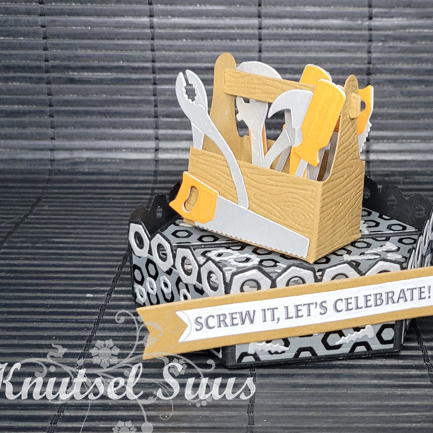 Karen Burniston Toolbox Pop-up Dies 1343 let's celebrate card