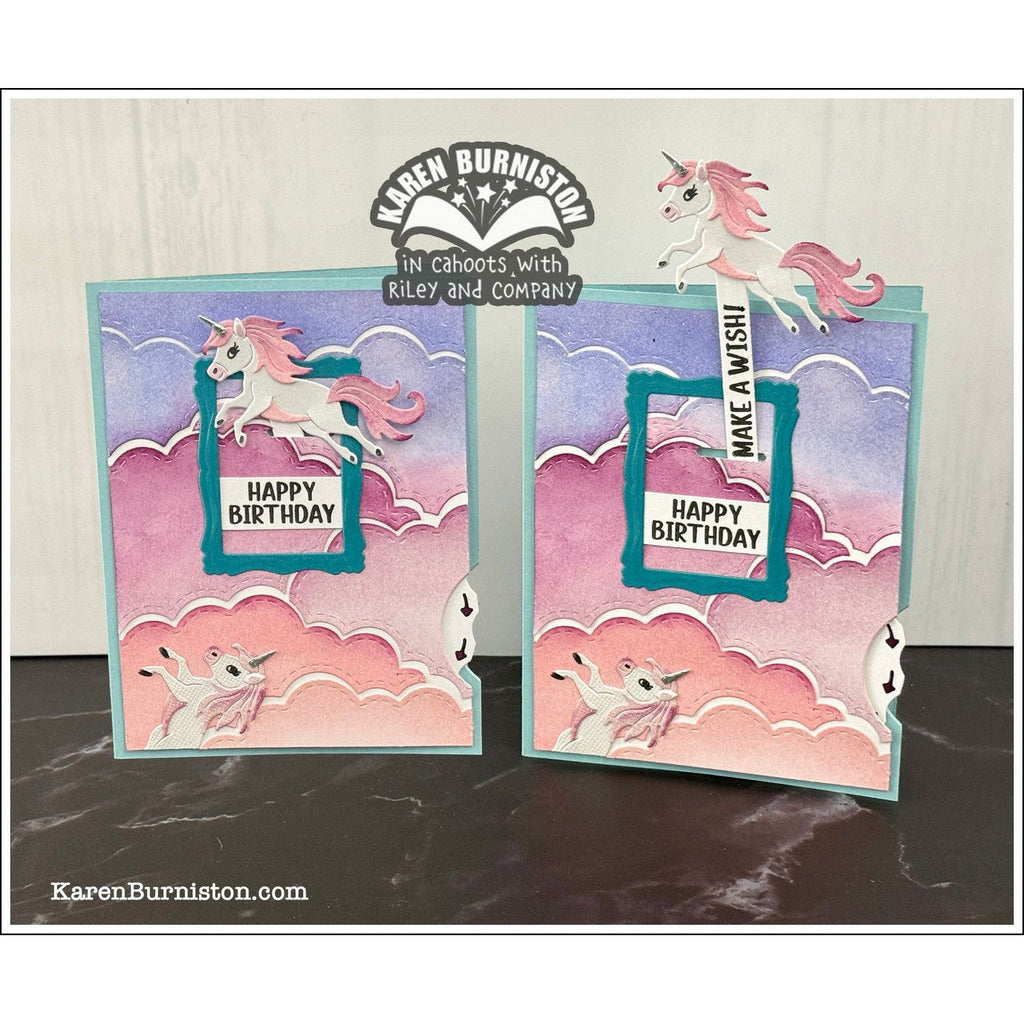 Karen Burniston Whirly Wheel Stamp and Die Set happy birthday
