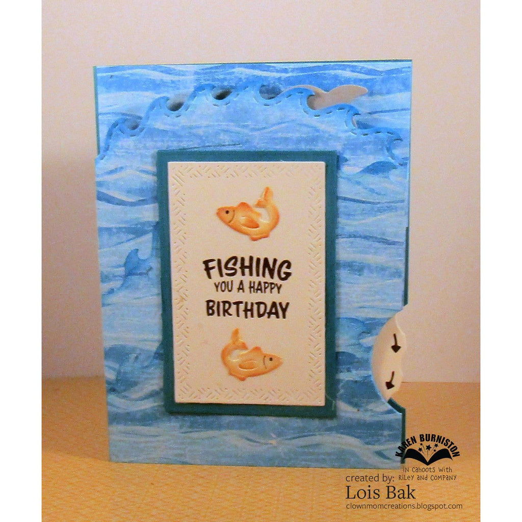 Karen Burniston Whirly Wheel Words Clear Stamps cs018 fishing
