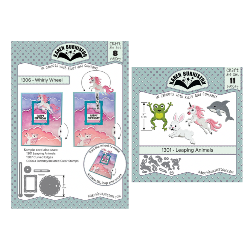 Karen Burniston Whirly Wheel and Leaping Animals Die Set