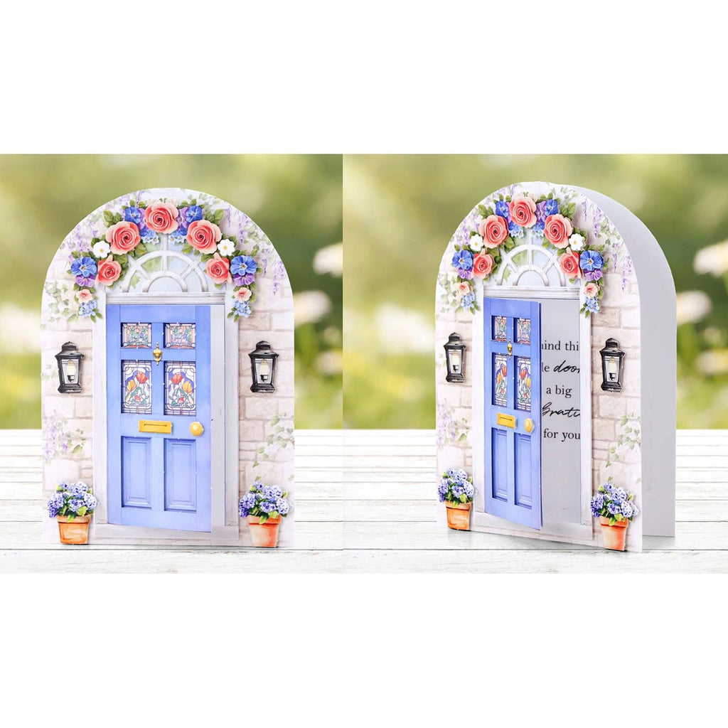 Katy Sue Designs Arched Floral Windows and Doors Card Making Kit 17-10102win blue door