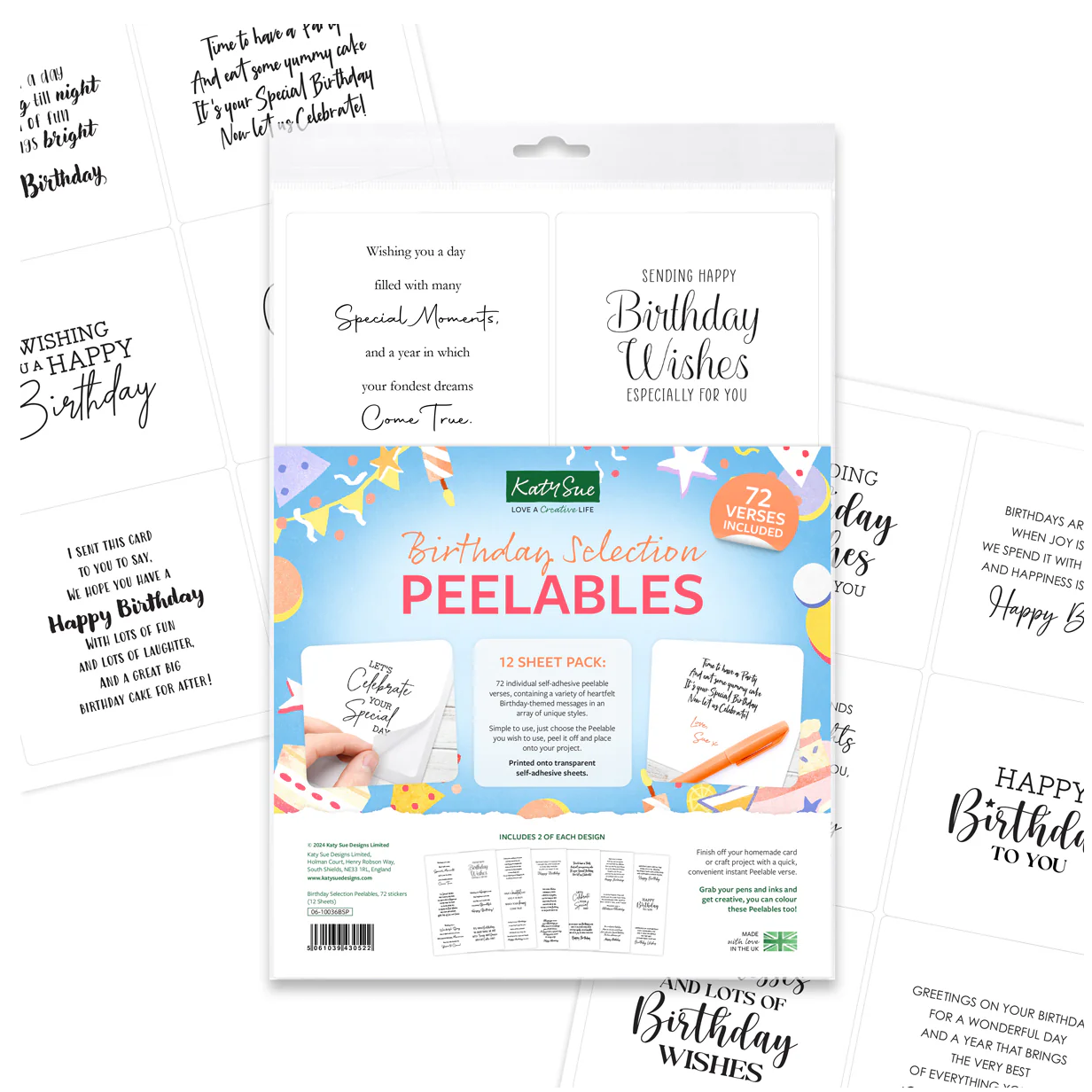Katy Sue Designs Birthday Selection Peelables Stickers 06-10036bsp