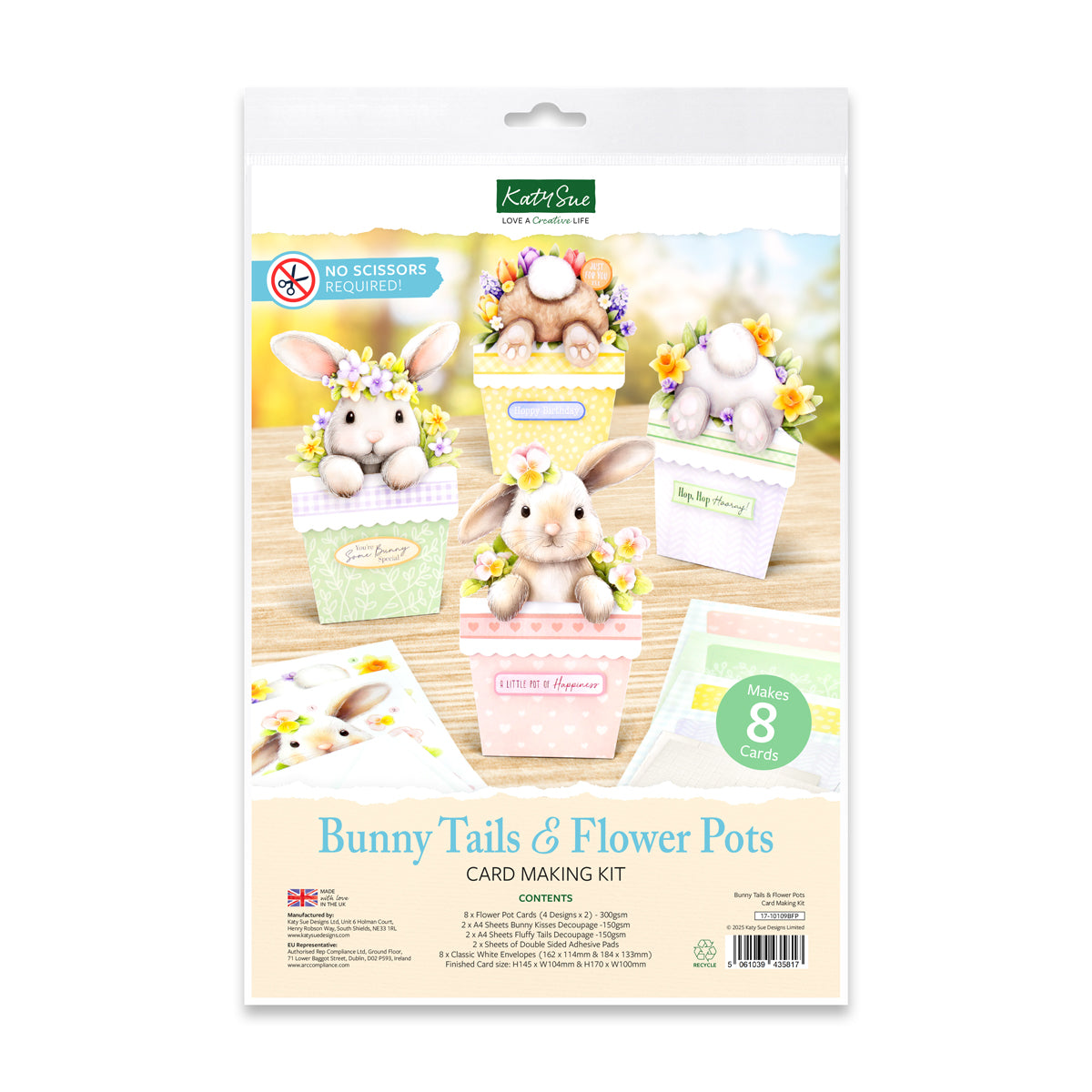 Katy Sue Designs Bunny Tails and Flower Pots Card Making Kit 17-10109bfp