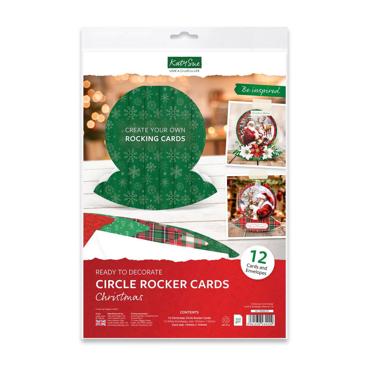 Katy Sue Designs Christmas Circle Rocker Cards and Envelopes 05-10026ccr