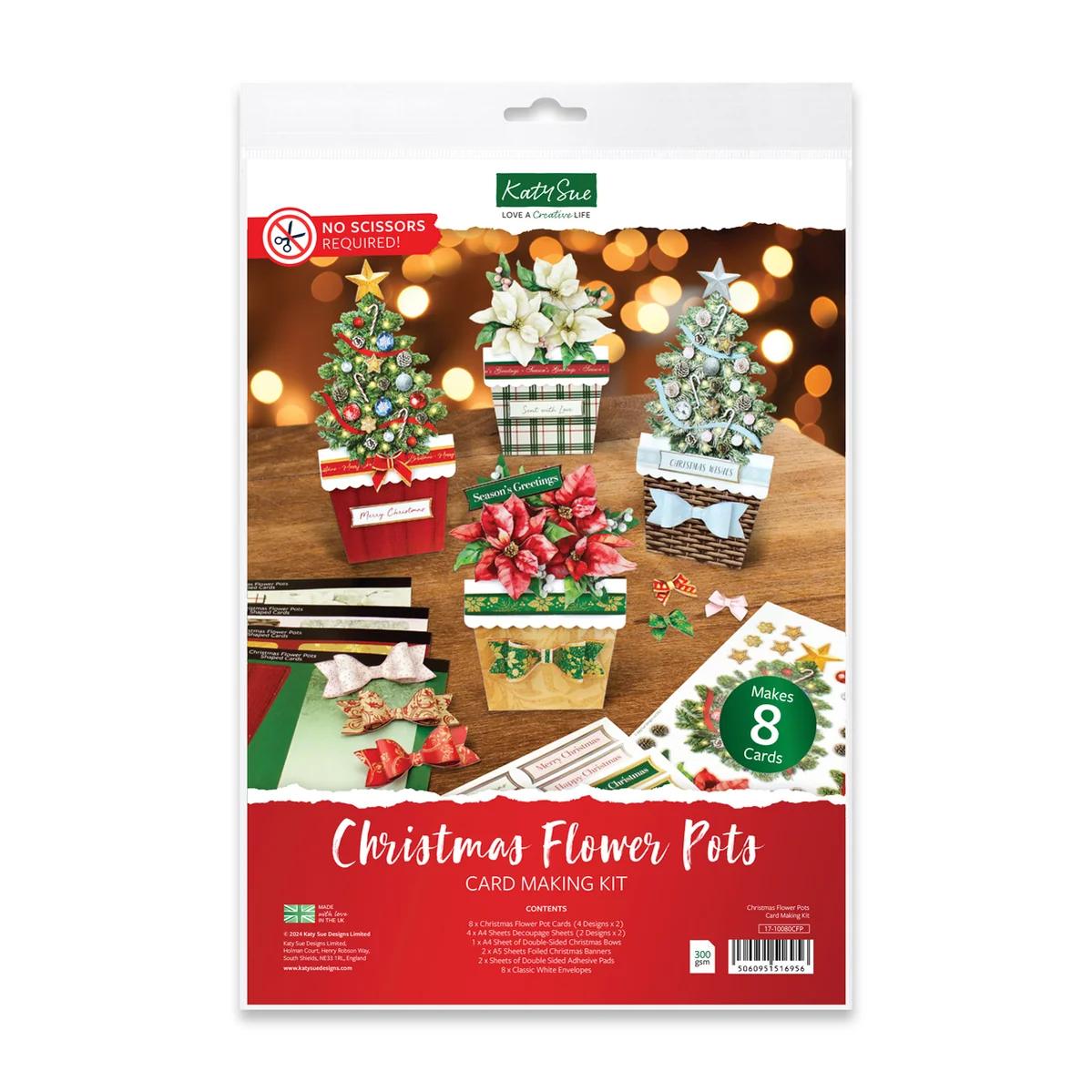 Katy Sue Designs Christmas Flower Pots Card Making Kit 17-10080cfp