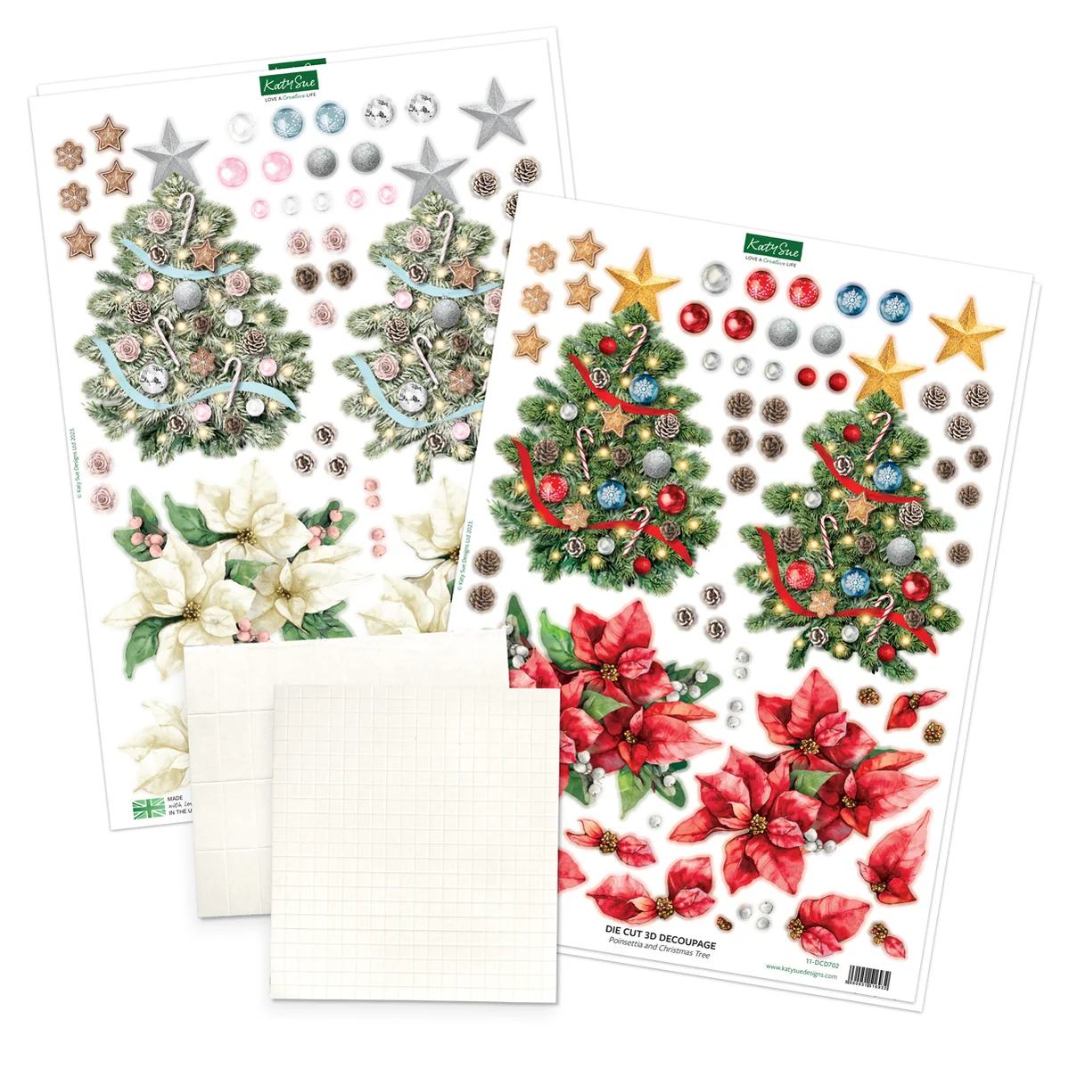 Katy Sue Designs Christmas Flower Pots Card Making Kit 17-10080cfp stickers