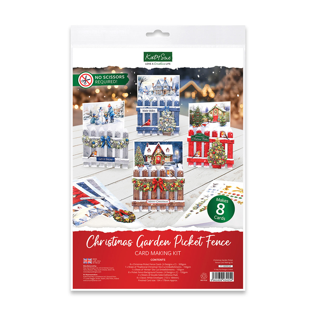 Katy Sue Designs Christmas Garden Picket Fence Card Making Kit 17-10099cgp