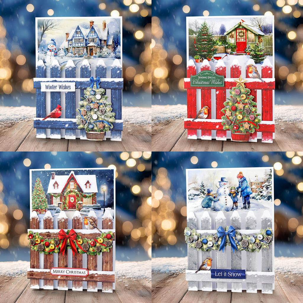 Katy Sue Designs Christmas Garden Picket Fence Card Making Kit 17-10099cgp winter
