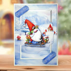 Katy Sue Designs Christmas Gnomes Scene Stash 02-10074cgn snowy mountains gnome presents let it snow card
