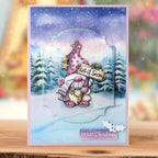 Katy Sue Designs Christmas Gnomes Scene Stash 02-10074cgn sparkle snow forest pink gnome merry christmas card
