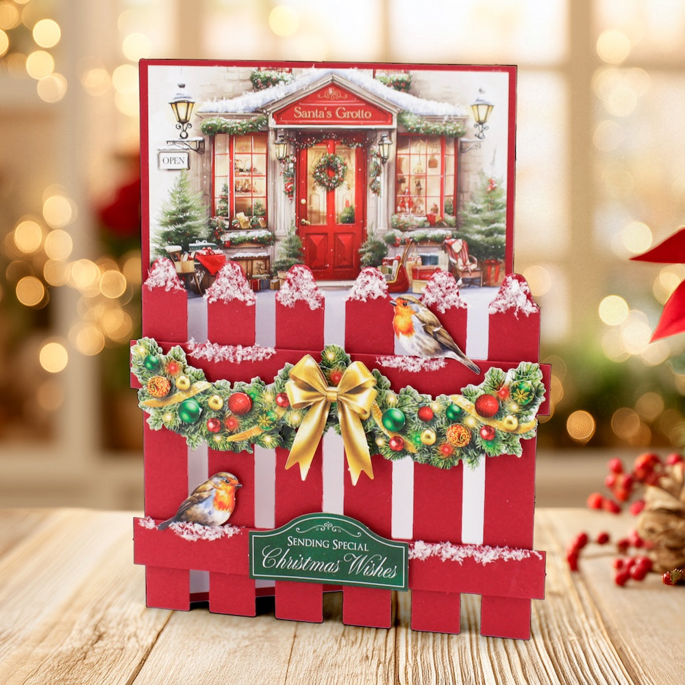 Katy Sue Designs Christmas Red and Winter Blue Picket Fence Cards and Envelopes 05-10031cpf wishes