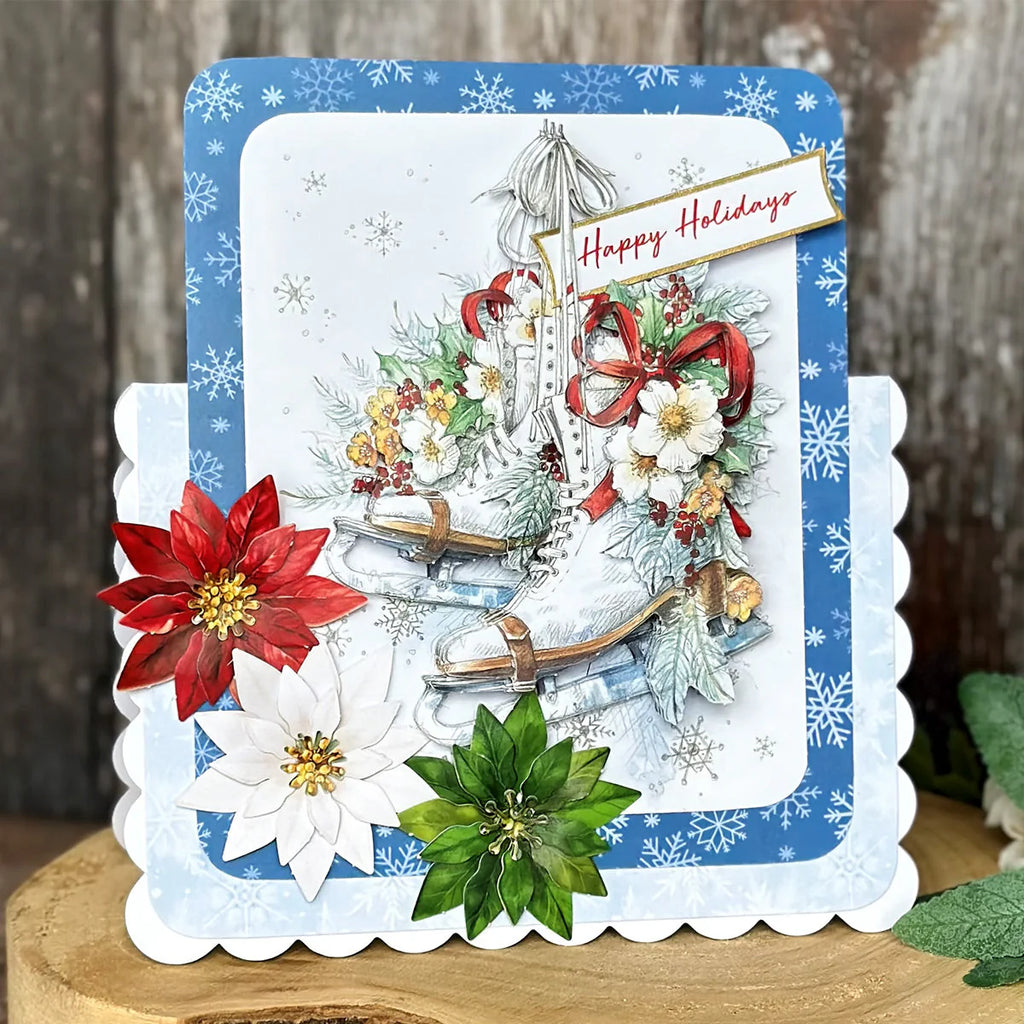 Katy Sue Designs Christmas Variety 8.5x11 Printed Cardstock 03-10069chv ice skates snowflake background happy holidays card