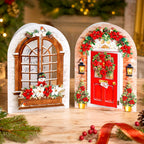 Katy Sue Designs Christmas Windows and Doors Card Making Kit 17-10111cwd cards with holiday flowers open doors and windows