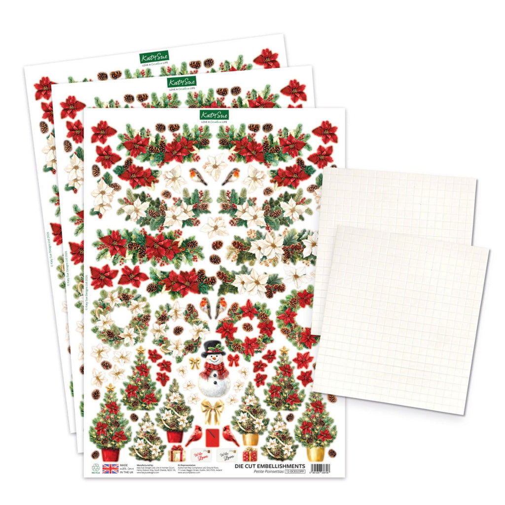 Katy Sue Designs Christmas Windows and Doors Card Making Kit 17-10111cwd contents of flowers and ephemera