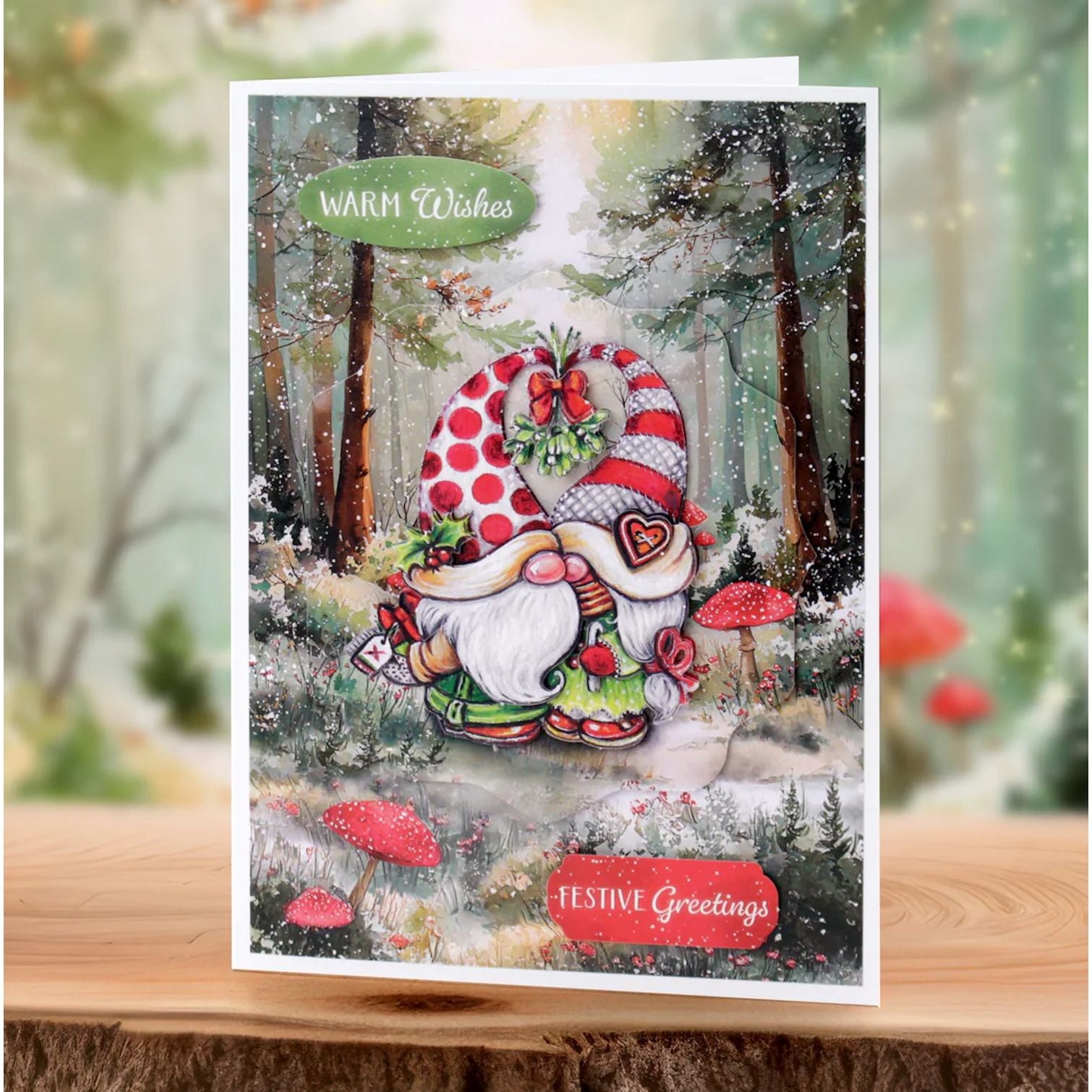 Katy Sue Designs Cosy Christmas Gnomes Card Making Kit 17-10105ccg Warm wishes festive greetings