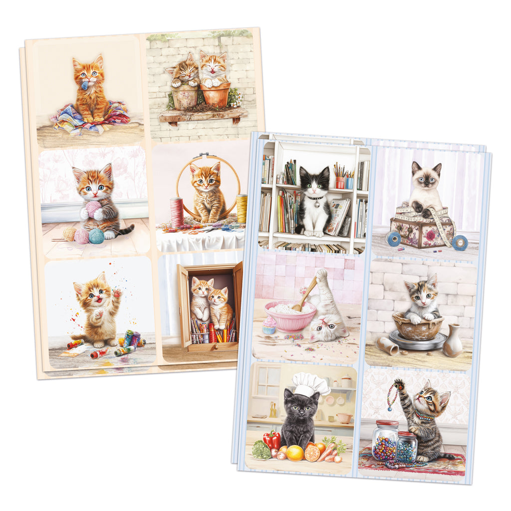 Katy Sue Designs Crafty Kittens Die Cut Topper and 3D Decoupage Collection 11-dcd7002 cats