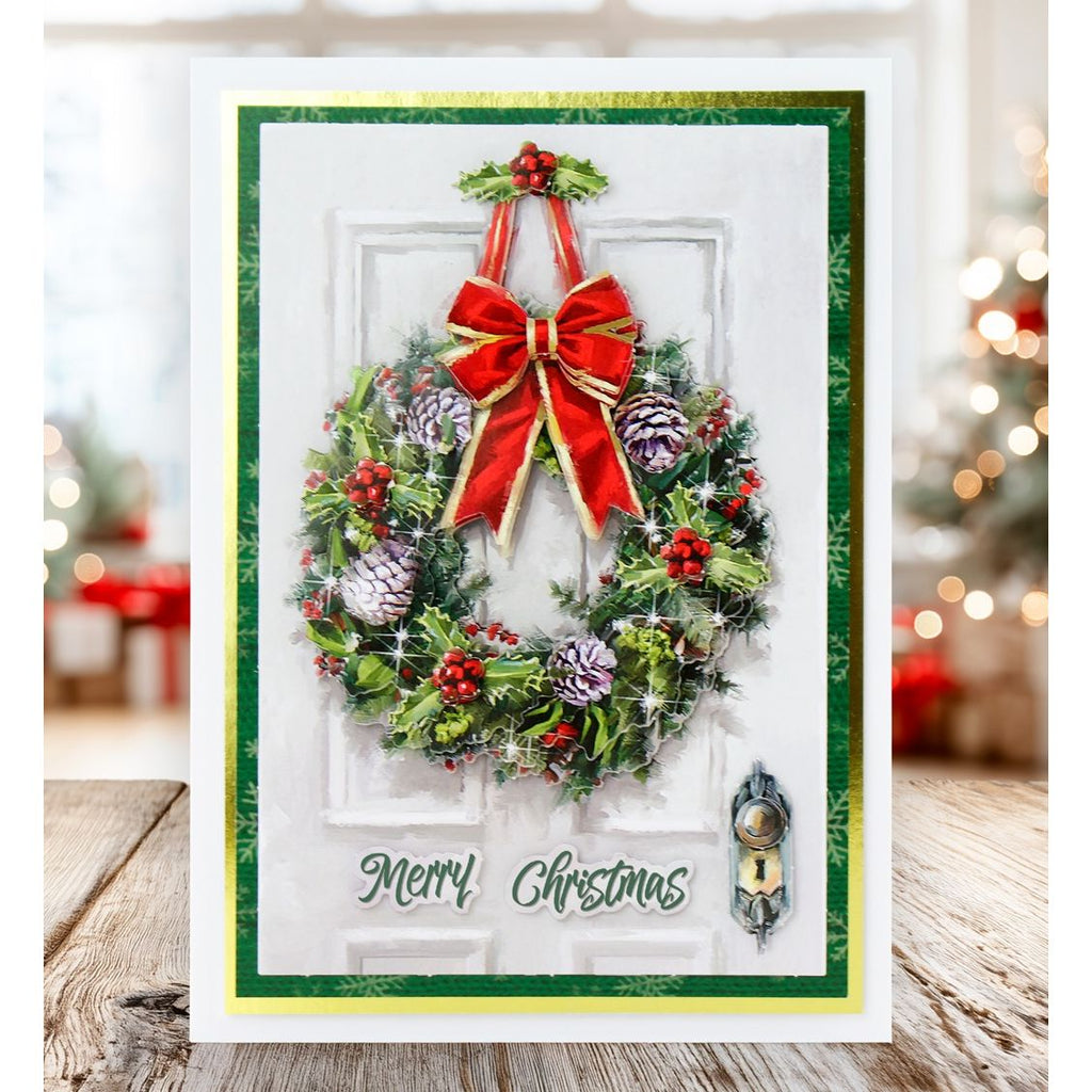 Katy Sue Designs Die Cut Decoupage Christmas Wreath 11-dcd653 merry