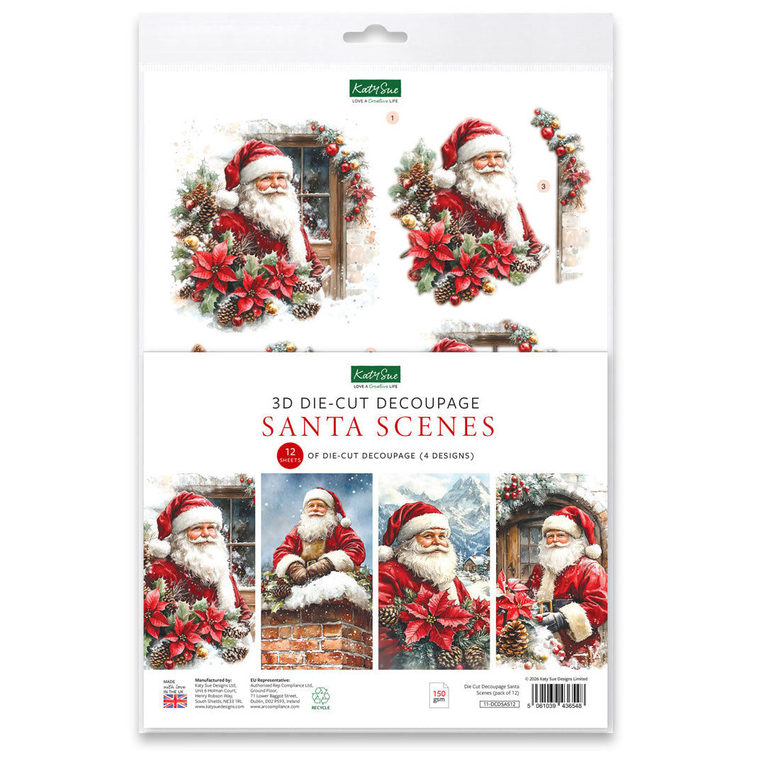 Katy Sue Designs Die Cut Decoupage Santa Scenes 11-dcdsas12