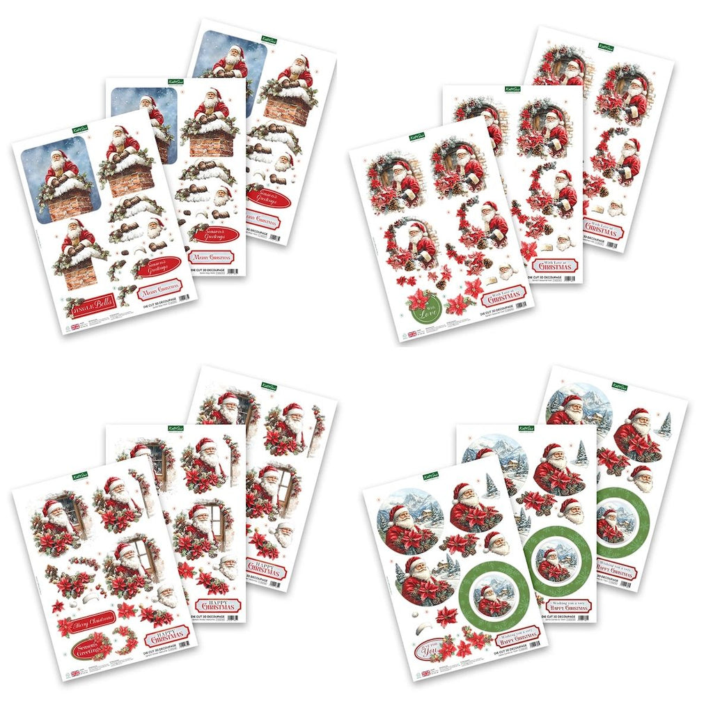 Katy Sue Designs Die Cut Decoupage Santa Scenes 11-dcdsas12 die cut layers and sentiments christmas