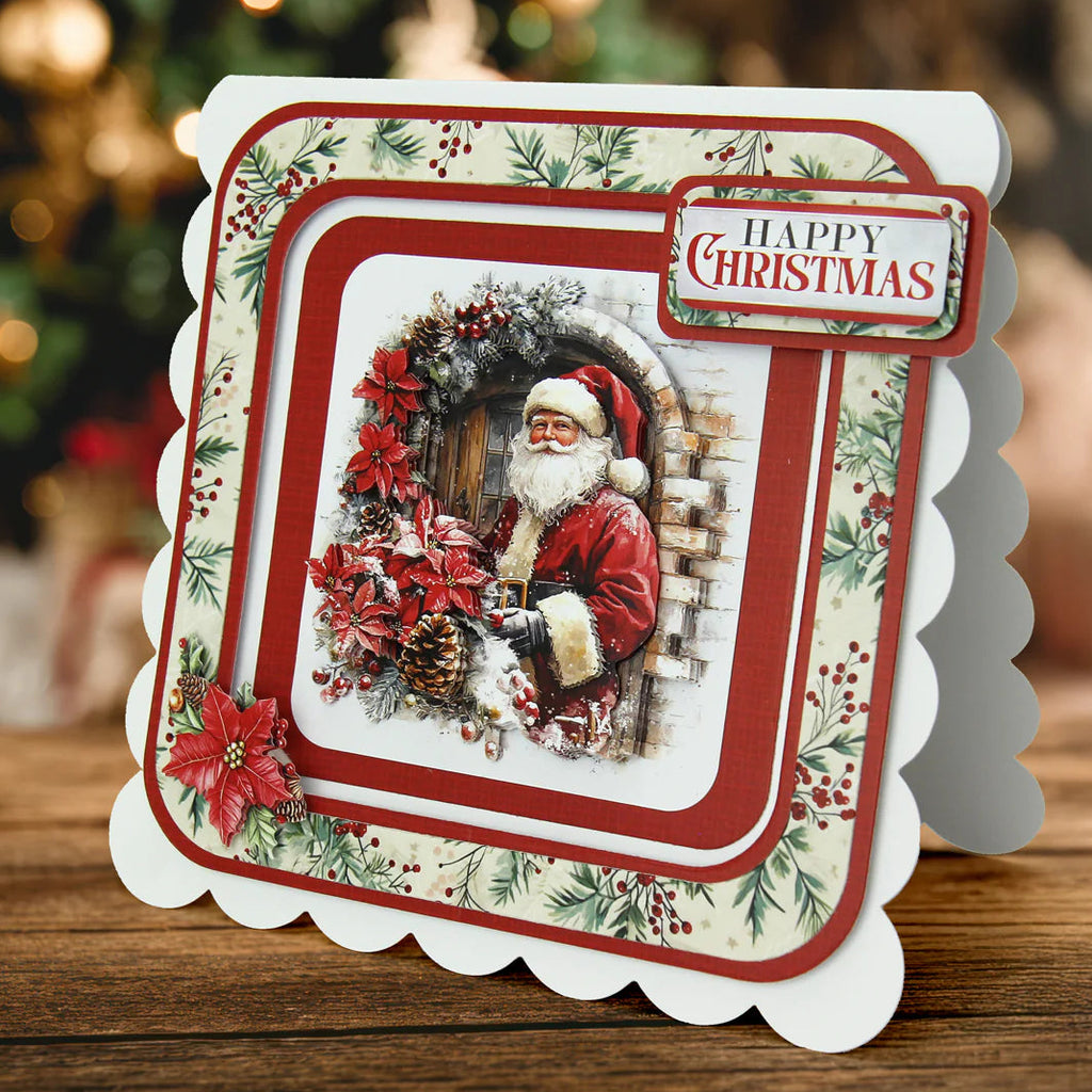 Katy Sue Designs Die Cut Decoupage Santa Scenes 11-dcdsas12 garland background santa wreath christmas card