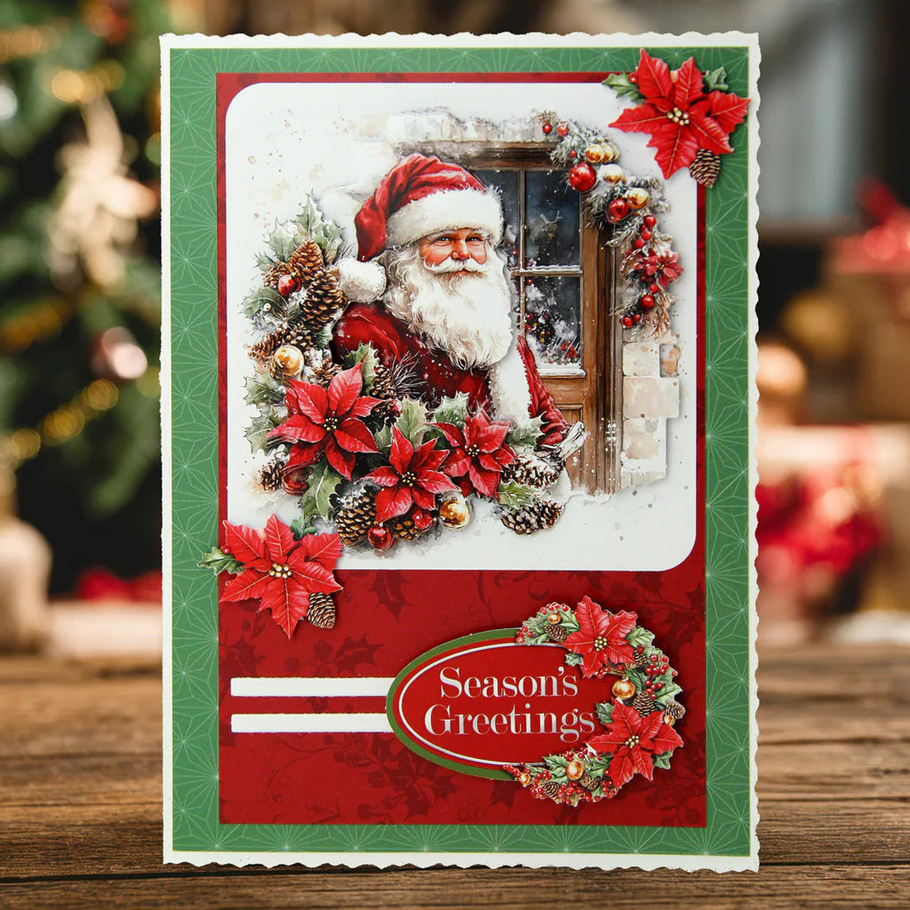 Katy Sue Designs Die Cut Decoupage Santa Scenes 11-dcdsas12 wooden door wreath seasons greetings card