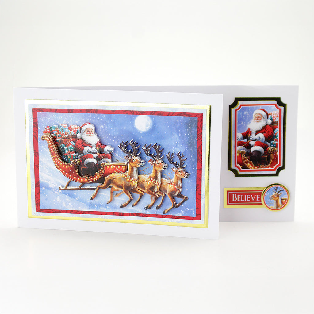 Katy Sue Designs Die Cut Decoupage Santa in the Sky 11-dcd733 believe reindeer