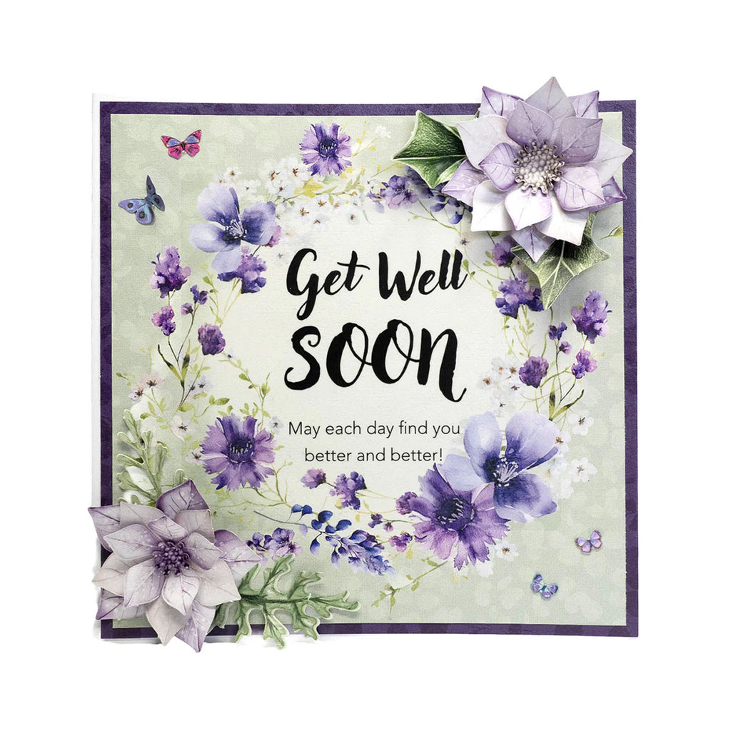 Katy Sue Designs Dusky Violet Blooms, Die Cut Flowers and Leaves 12-dce019dv get well
