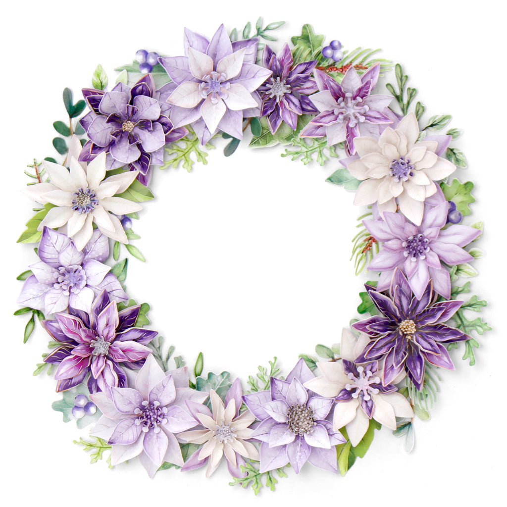 Katy Sue Designs Dusky Violet Blooms, Die Cut Flowers and Leaves 12-dce019dv wreath