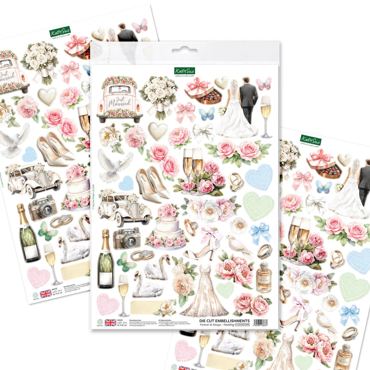 Katy Sue Designs Forever and Always Die Cut Wedding Embellishments 12-dce022wd