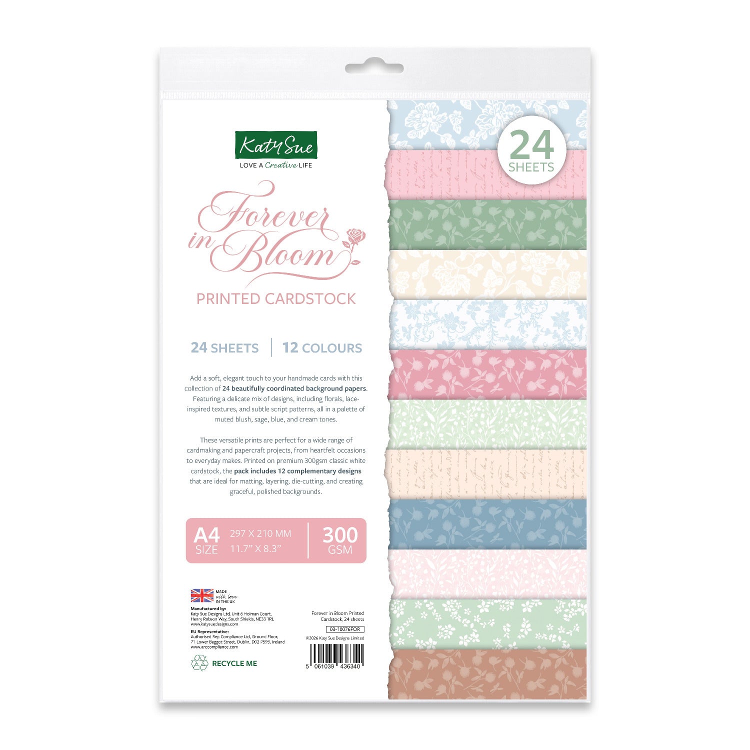 Katy Sue Designs Forever in Bloom Printed Cardstock 03-10076for