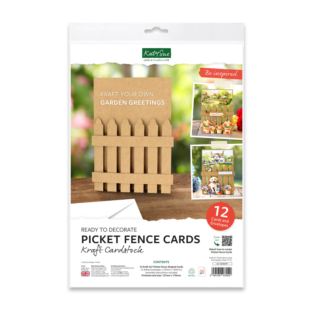 Katy Sue Designs Kraft 5x7 Picket Fence Cards and Envelopes 05-10030kpf