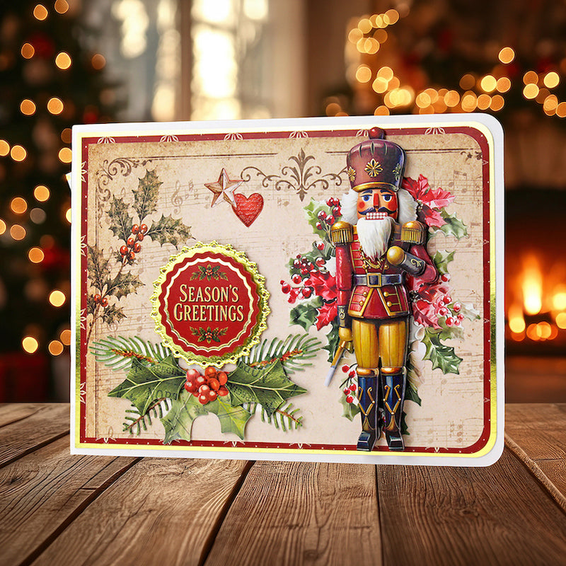 Katy Sue Designs Nostalgic Christmas Die Cut Decoupage and Embellishments 11-dcdnch10 nutcracker garland with berries season's greetings card
