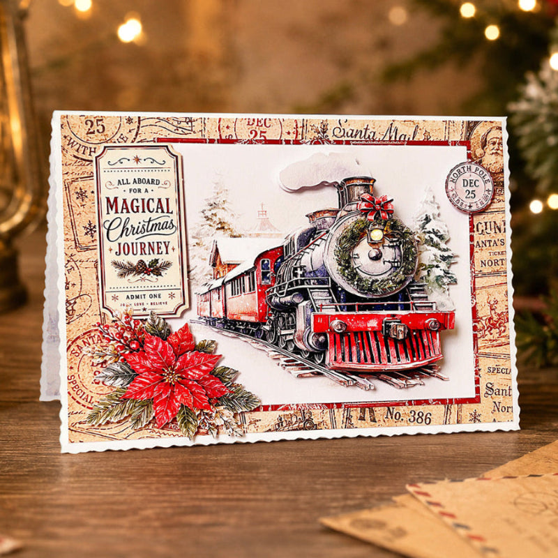 Katy Sue Designs Nostalgic Christmas Die Cut Decoupage and Embellishments 11-dcdnch10 train stamp postage trim magical christmas journey card