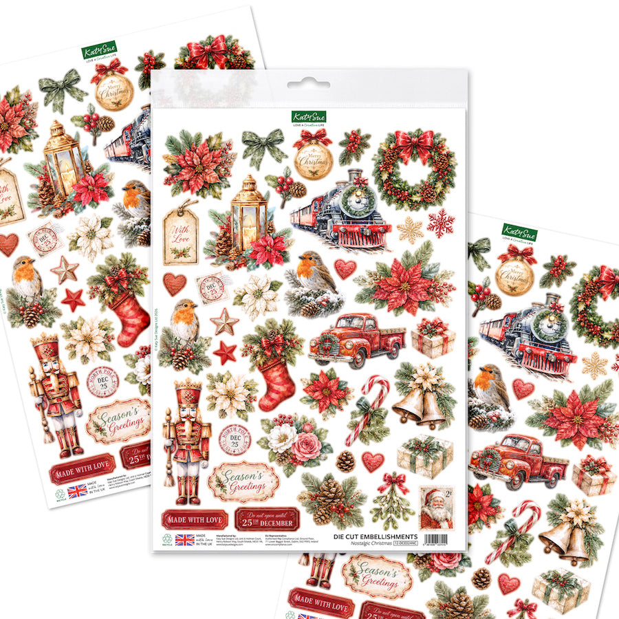 Katy Sue Designs Nostalgic Christmas Die Cut Embellishments 12-dce024nc