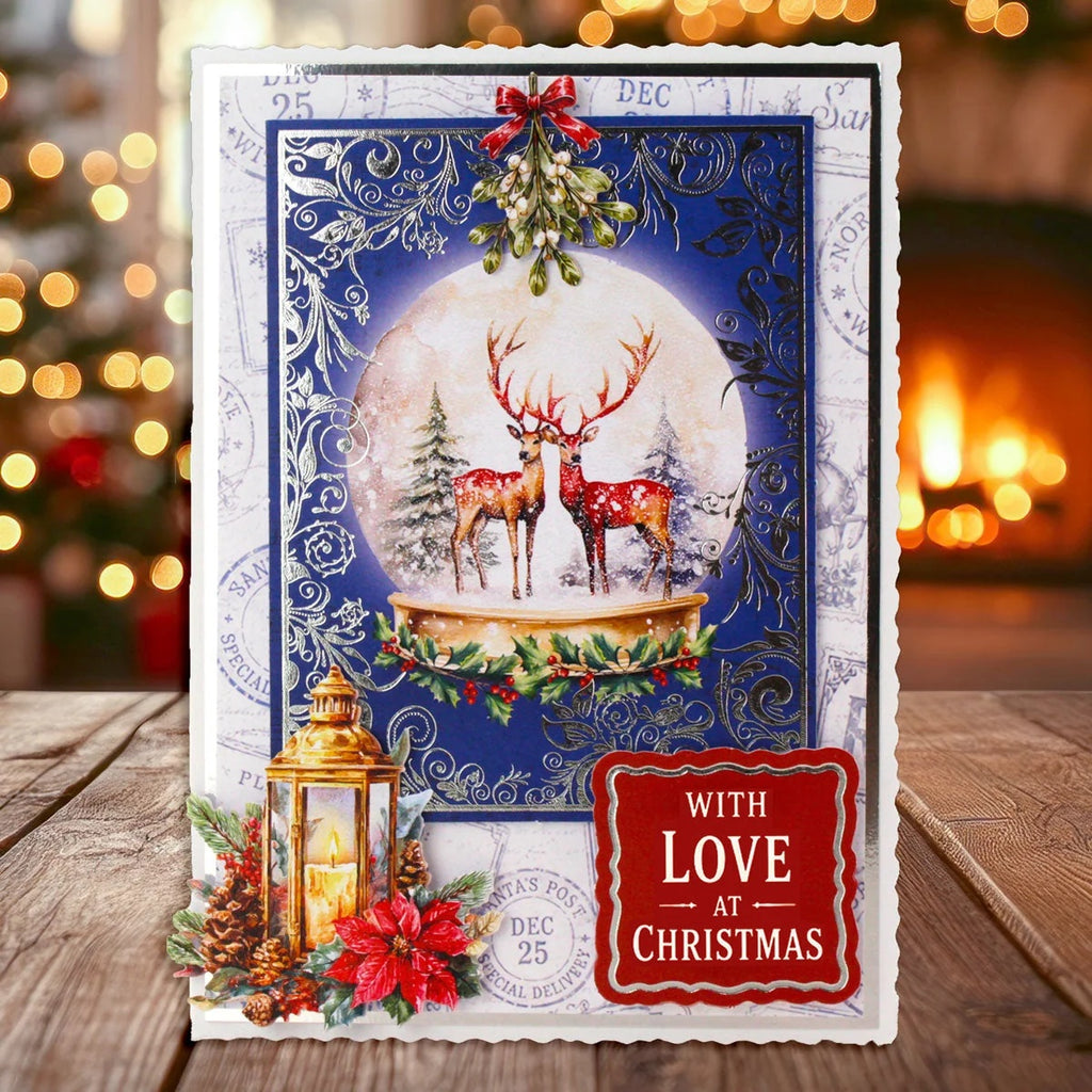 Katy Sue Designs Nostalgic Christmas Die Cut Embellishments 12-dce024nc deer snow globe mistletoe  with love at christmas card