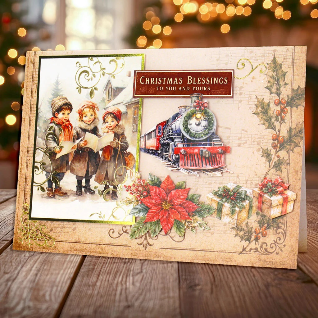 Katy Sue Designs Nostalgic Christmas Die Cut Embellishments 12-dce024nc train presents kids reading from paper christmas blessings card