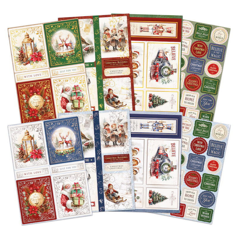 Katy Sue Designs Nostalgic Christmas Foiled Paper Craft Toppers and Sentiments 12-10026nos sheets