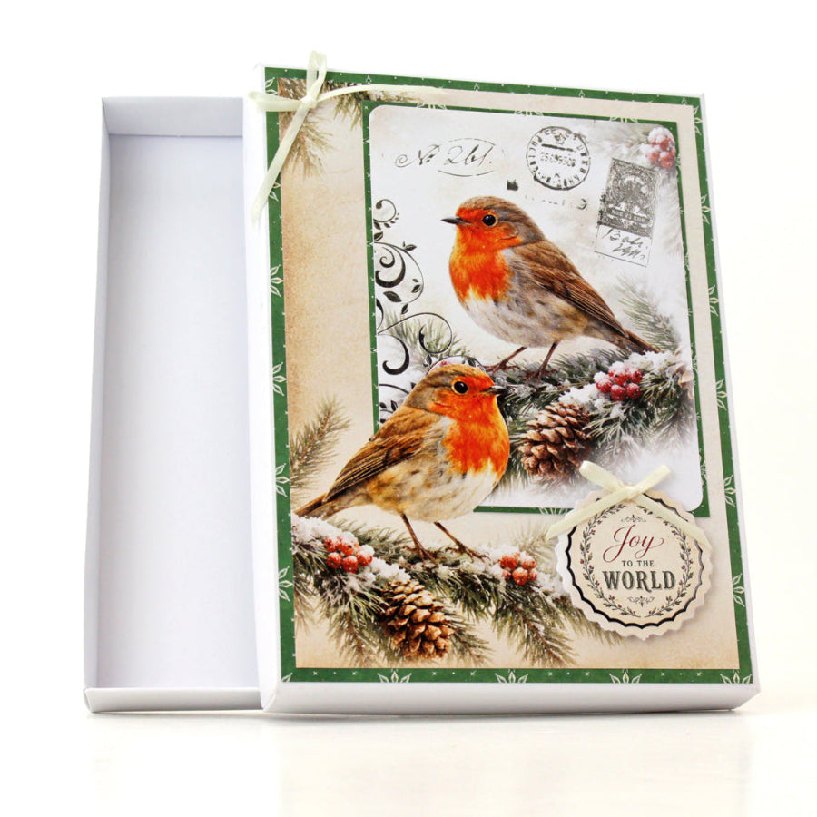 Katy Sue Designs Nostalgic Christmas Insert Papers 02-10078nos birds on tree joy to the world card box