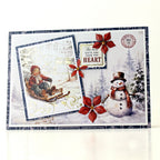 Katy Sue Designs Nostalgic Christmas Insert Papers 02-10078nos snowman little kid on sled north pole stamp christmas card