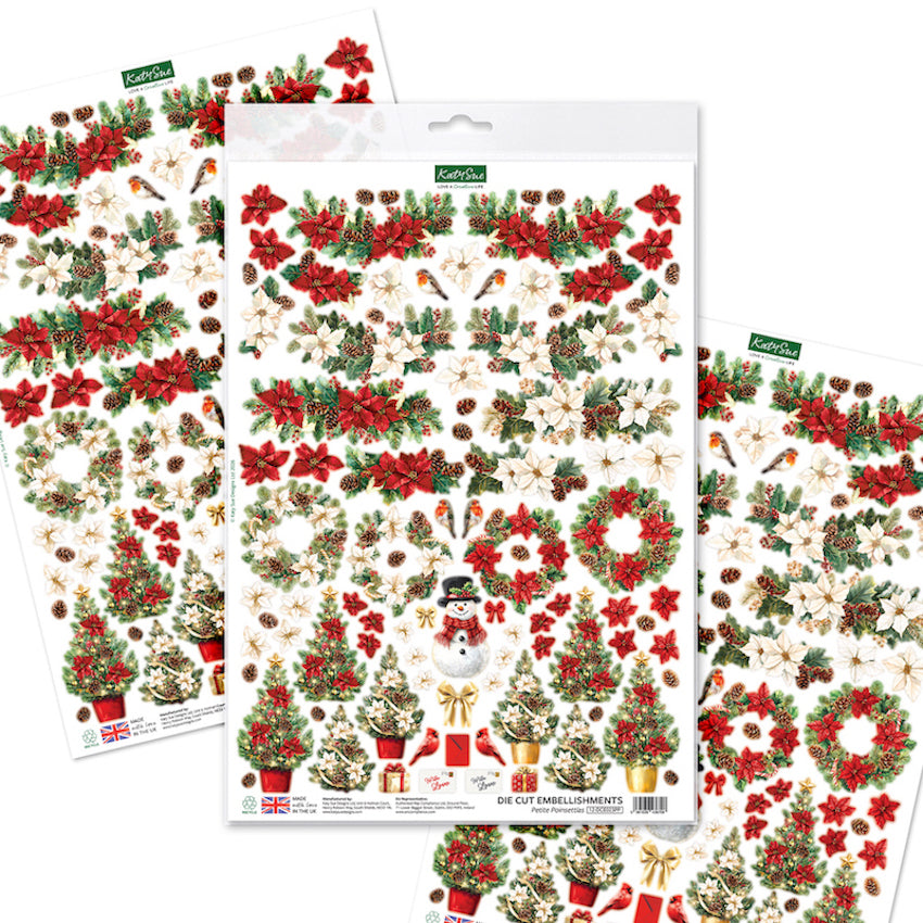 Katy Sue Designs Petite Poinsettias Die Cut Embellishments 12-dce023pp