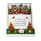 Katy Sue Designs Petite Poinsettias Die Cut Embellishments 12-dce023pp birds house with garland wreath mini trees christmas card