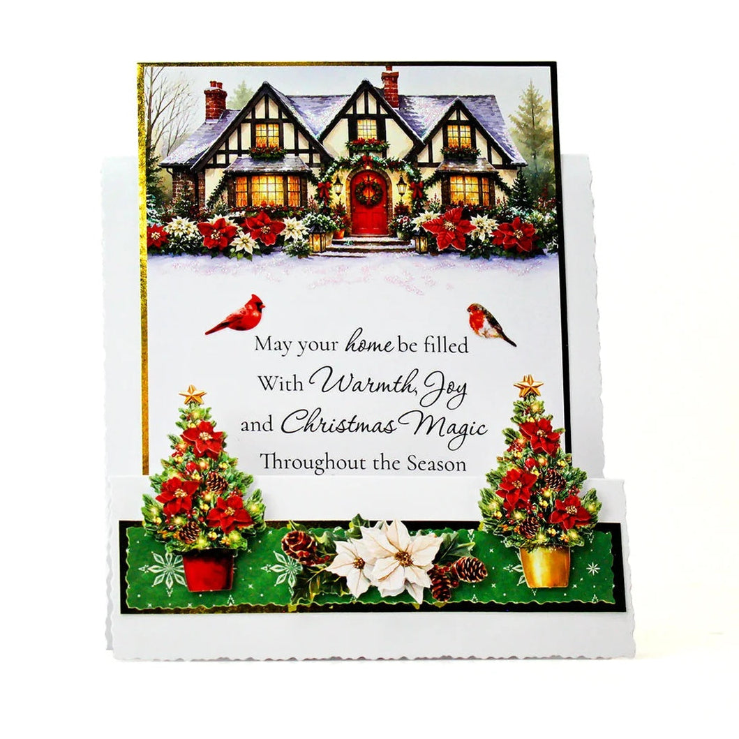 Katy Sue Designs Petite Poinsettias Die Cut Embellishments 12-dce023pp birds house with garland wreath mini trees christmas card