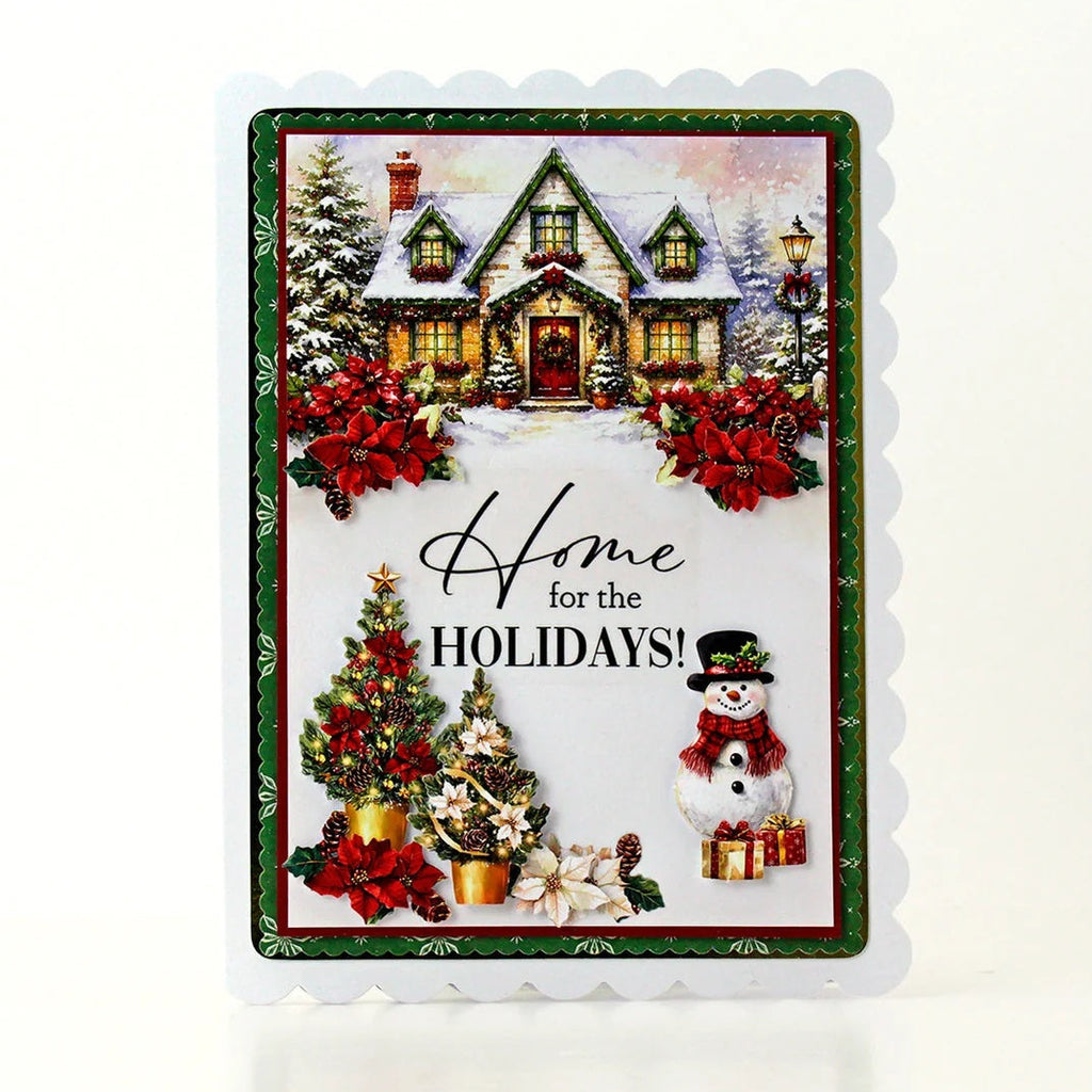 Katy Sue Designs Petite Poinsettias Die Cut Embellishments 12-dce023pp snowman house with snow mini christmas trees home for the holidays card